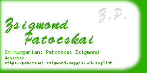 zsigmond patocskai business card